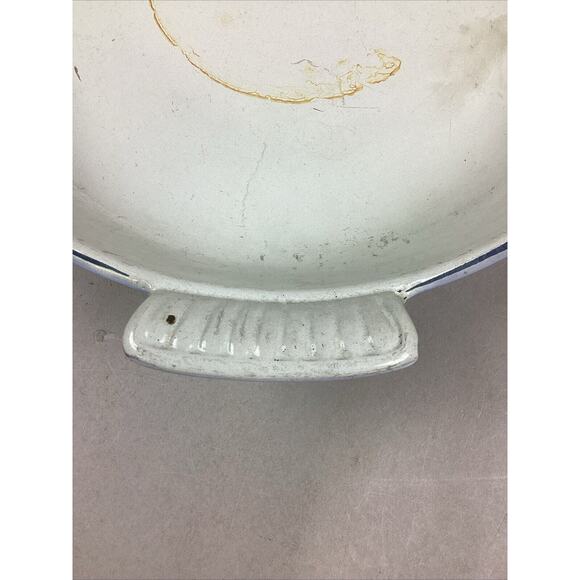 Vintage Cast Iron/Enamel Blue Tulip Double Handled Baking Dish #25 - Holland - Picture 5 of 8